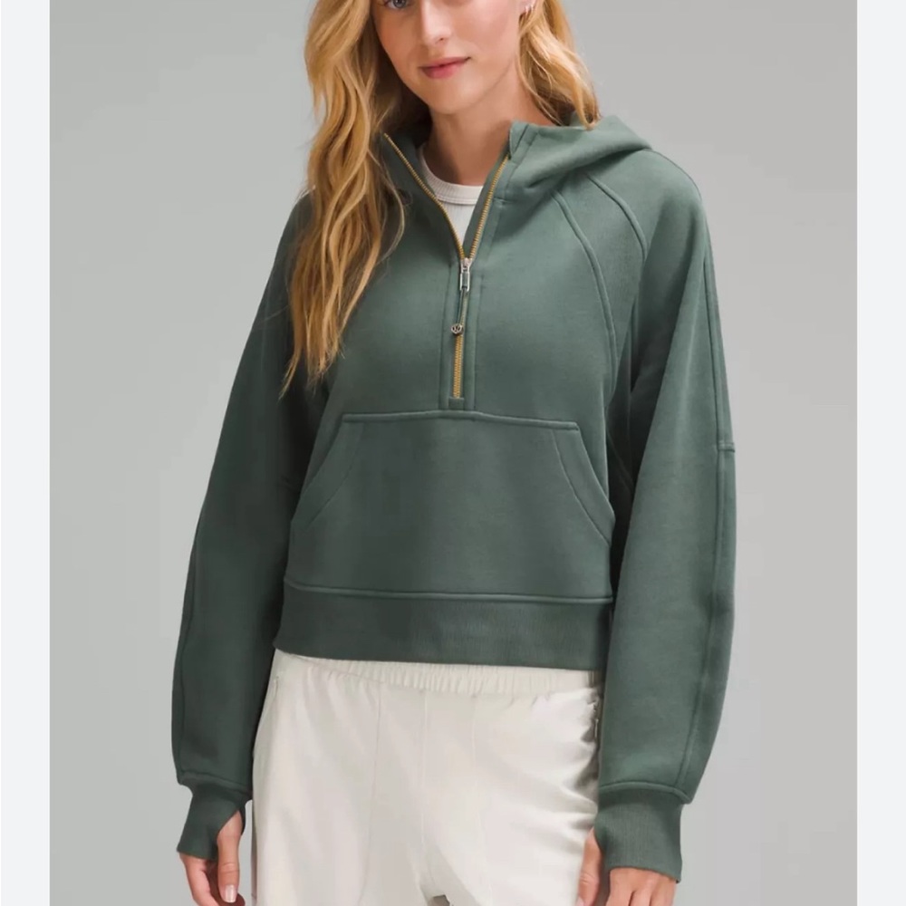 Lululemon Scuba Oversized Half Zip Hoodie Green Gold
